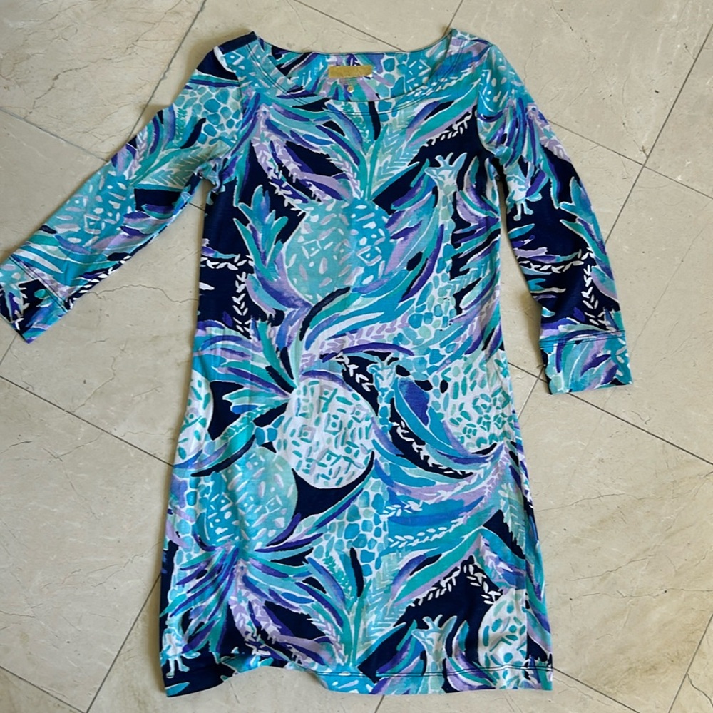 Lilly Pulitzer Hollee Dress XS Nautical cutout back 3/4 sleeves